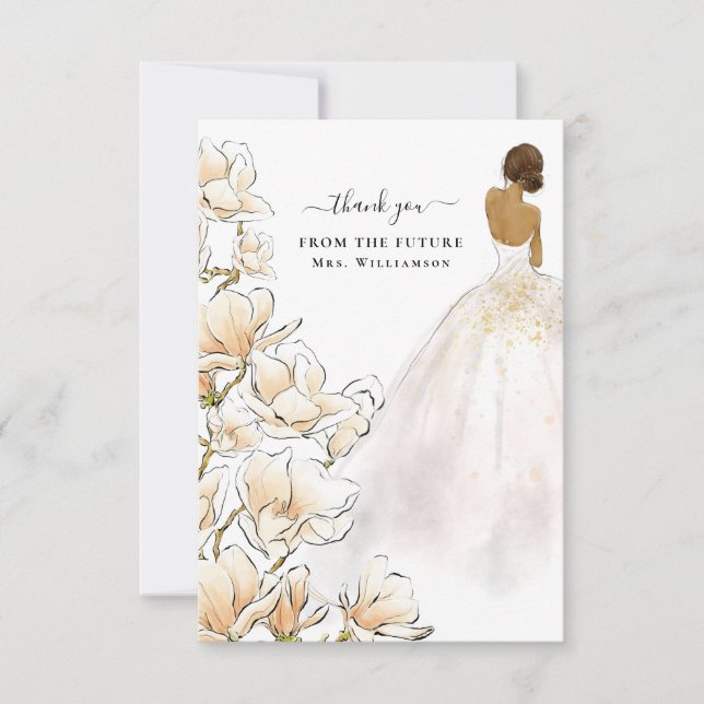 Magnolia Bride Future Frau Dankeschön Card Dankeskarte (Vorderseite)