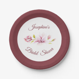 Magnolia Burgundy Brautparty Pappteller