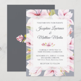 Magnolia Charm Floral Wedding Einladungen