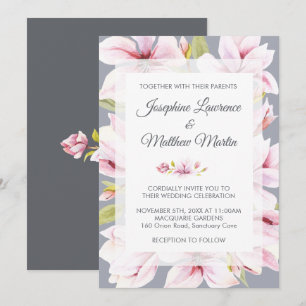 Magnolia Charm Floral Wedding Einladungen