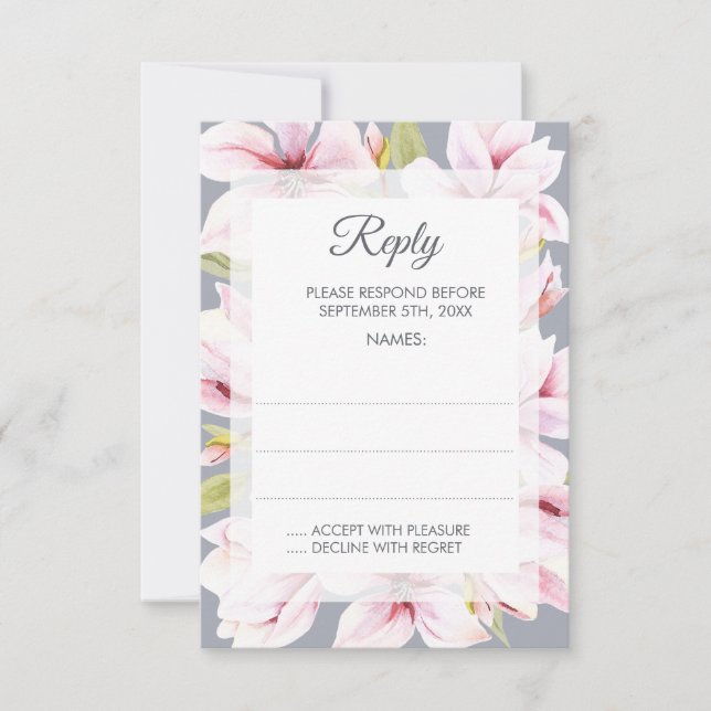 Magnolia Charm Floral Wedding Repair Cards RSVP Karte (Vorderseite)