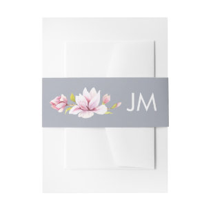 Magnolia Charm Monogram Floral Wedding Einladungsbanderole