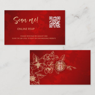 Magnolia Chinesische Hochzeit QR Code RSVP Online Begleitkarte