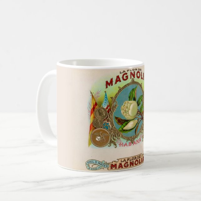 Magnolia Cigar Box Label Kaffeetasse (Vorderseite Links)