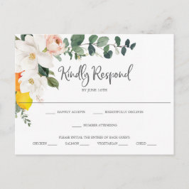 Magnolia Citrus Floral Wedding RSVP Postcard Postkarte