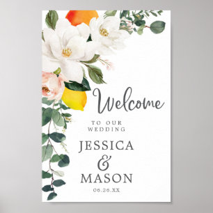 Magnolia Citrus Wedding Begrüßungszeichen Poster