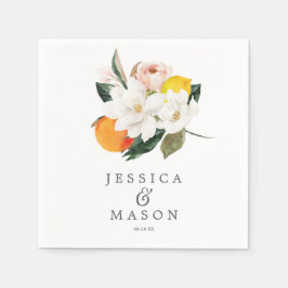 Magnolia Citrus Wedding Napkin Cocktail Napkin Serviette