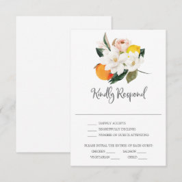 Magnolia Citrus Wedding RSVP Card Einladung