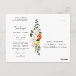 Magnolia Citrus Wedding Vielen Dank Postcard Postkarte