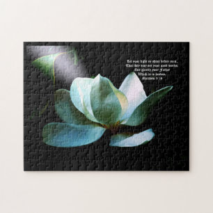 Magnolia Closeup Spotlight Matthew 5:16 Puzzle