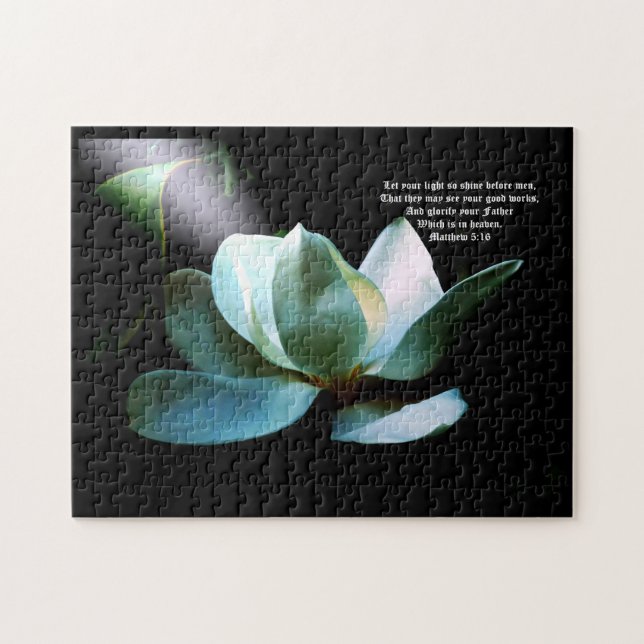 Magnolia Closeup Spotlight Matthew 5:16 Puzzle (Horizontal)
