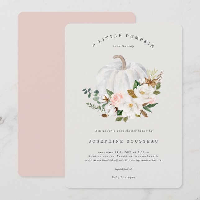 Magnolia Cotton Baby Dusche Einladung (Vorne/Hinten)