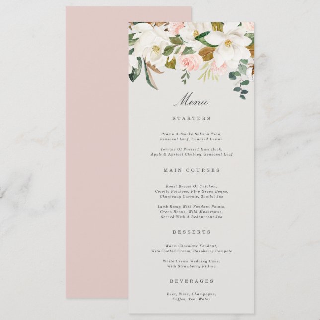 Magnolia Cotton Menu Menükarte (Vorne/Hinten)