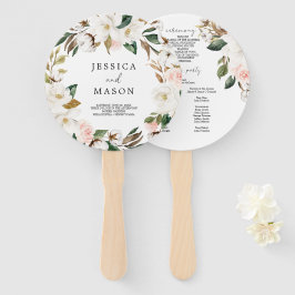 Magnolia Cotton Round Wedding Program Fan Fächer
