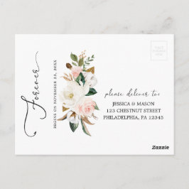 Magnolia Cotton Wedding RSVP Postcard Postkarte