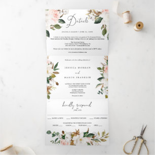 Magnolia Cotton Wedding Tri-Fold Einladungen UAWG