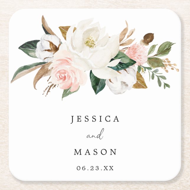 Magnolia Cotton Wedding Untersetzer (Vorderseite)