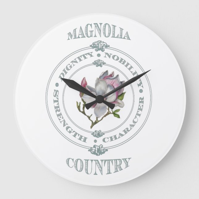 Magnolia Country Round Wall Clock Große Wanduhr (Vorderseite)