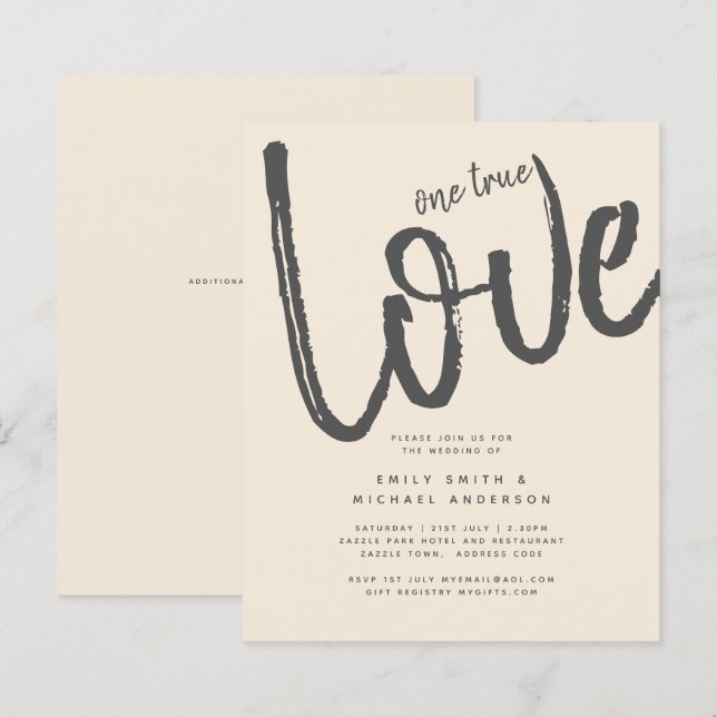 Magnolia Cream Modern Wedding Typografy (Vorne/Hinten)