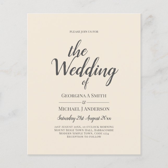 Magnolia Cream Modern Wedding Typografy Flyer (Vorne)