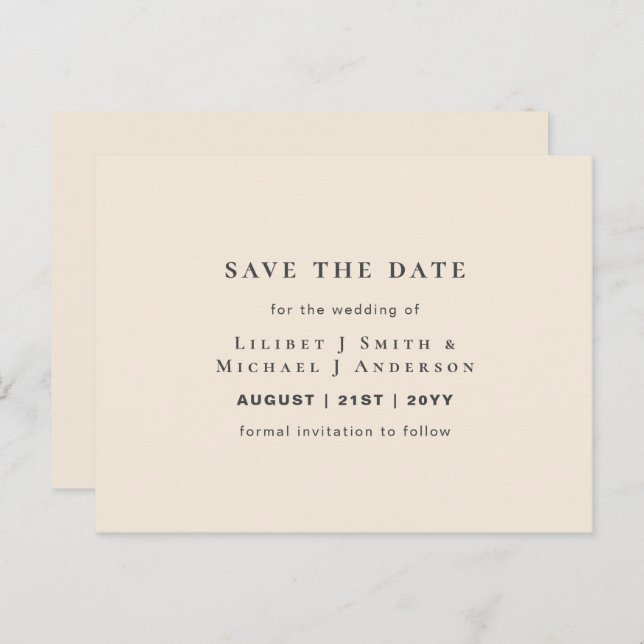 Magnolia Cream Modern Wedding Typografy Postkarte (Vorne/Hinten)