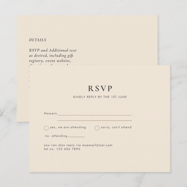 Magnolia Cream Modern Wedding Typografy Postkarte (Vorne/Hinten)