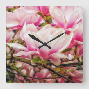 Magnolia Dream Quadratische Wanduhr