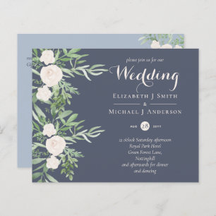 Magnolia Dusty Blue Blume Wedings Invites BUDGET