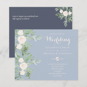 Magnolia Dusty Blue Blume Wedings Invites BUDGET