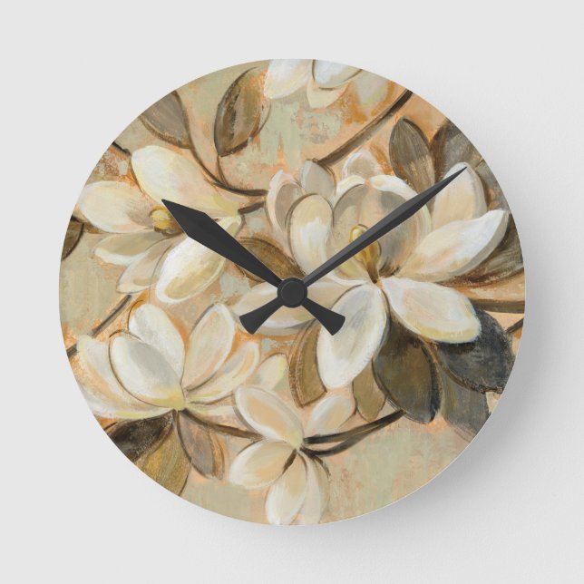 Magnolia Einfachheit Creme Runde Wanduhr (Vorderseite)