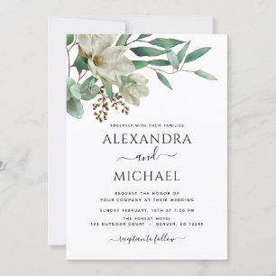 Magnolia Eucalyptus Foto Elegante Hochzeit Einladung