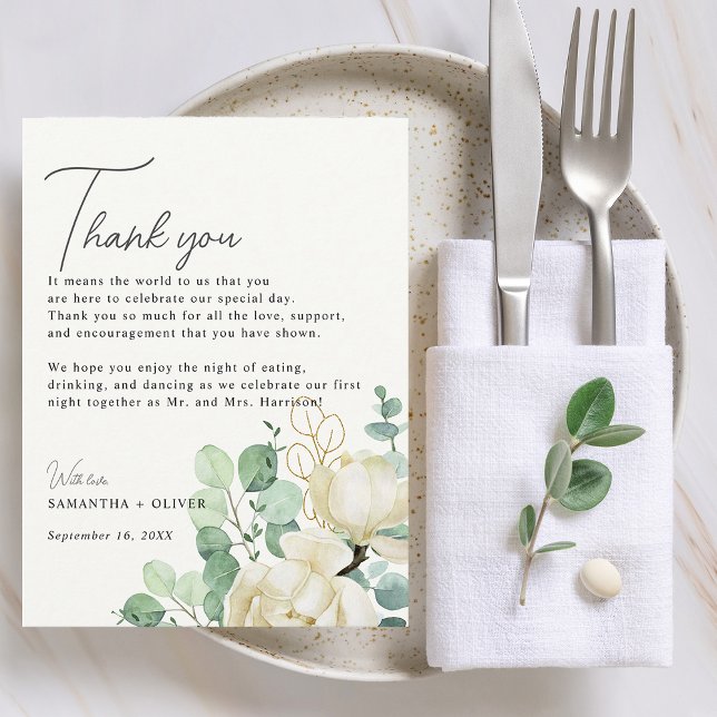 Magnolia Eucalyptus Vielen Dank Empfang Card Postkarte (Magnolia Eucalyptus Thank You Reception Card)