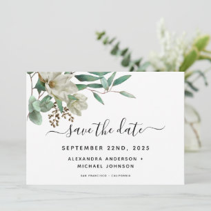 Magnolia Eucalyptus Watercolor Save The Date