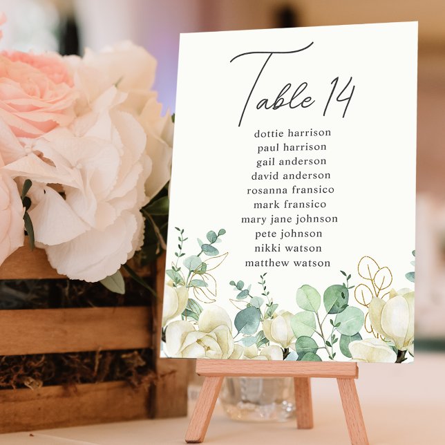 Magnolia Eukalyptus-Tischnummer Tischnummer (Magnolia Eucalyptus Table Number Seating Chart)