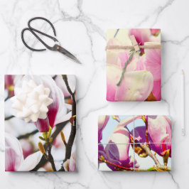 Magnolia Floral Elegante Geschenkpapier Set