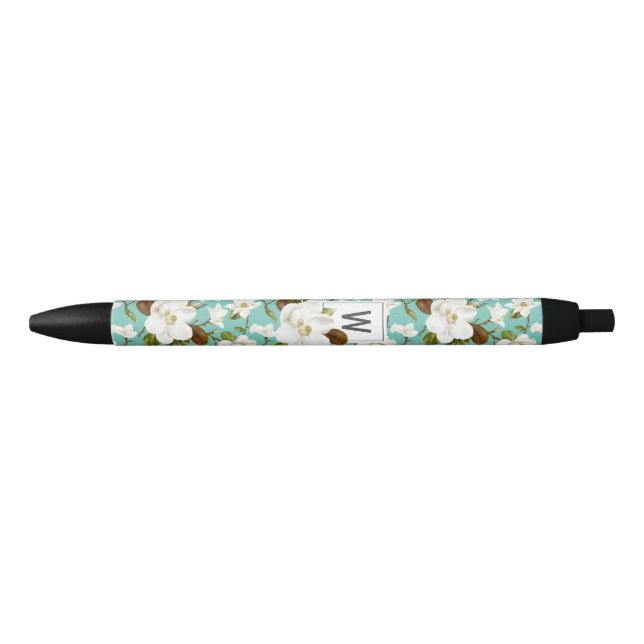 Magnolia Floral Monogram Kugelschreiber (Vorderseite)