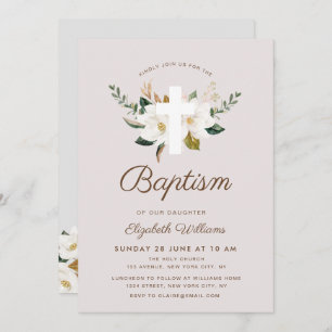 Magnolia floral Taufe Einladung