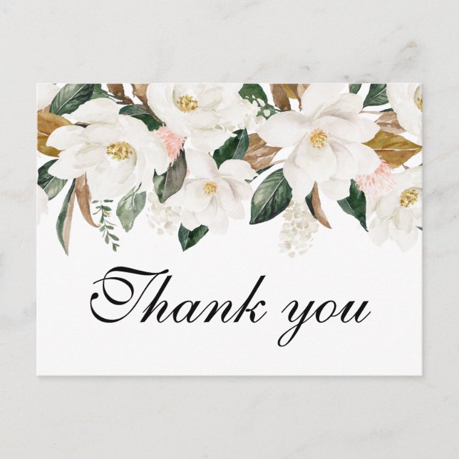 MAGNOLIA FLORAL | Vielen Dank für Ihre Hochzeitska Postkarte (Vorderseite)