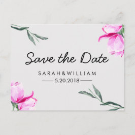 Magnolia Floral Wasserfarbe Save the Date Postkart Ankündigungspostkarte