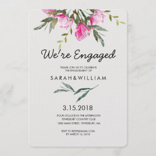Magnolia Floral Watercolor Engagement Party Einladung