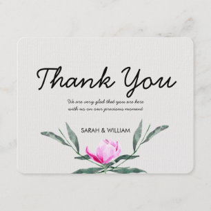 Magnolia Floral Watercolor Wedding Danke Karte