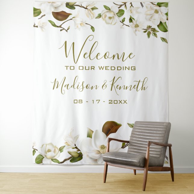 Magnolia Floral Wedding Background Wandteppich (Beispiel)