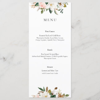 Magnolia Floral Wedding Menu Menükarte
