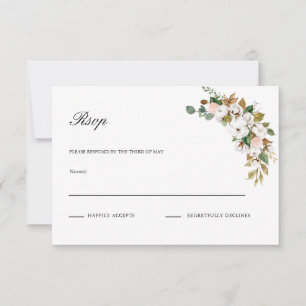 Magnolia Floral Wedding RSVP Karte