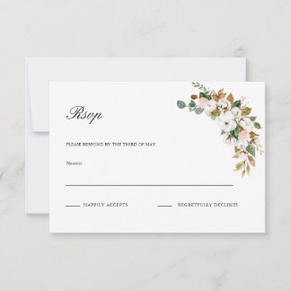 Magnolia Floral Wedding RSVP Karte