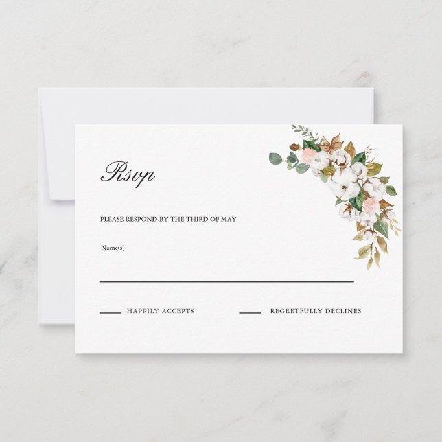 Magnolia Floral Wedding RSVP Karte (Vorderseite)