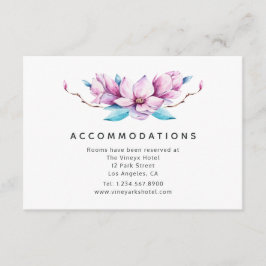 Magnolia Floral Wedding Unterkünfte Begleitkarte