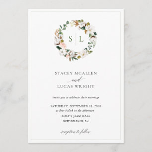 Magnolia Floral Wreath Einladung