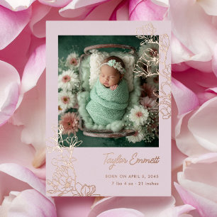 Magnolia-Frühlings-Baby-Geburtsfolienankündigung Folieneinladung