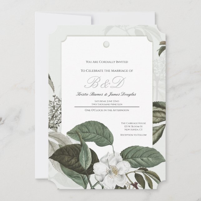 Magnolia Garden Arched Edge Wedding Einladung (Vorderseite)